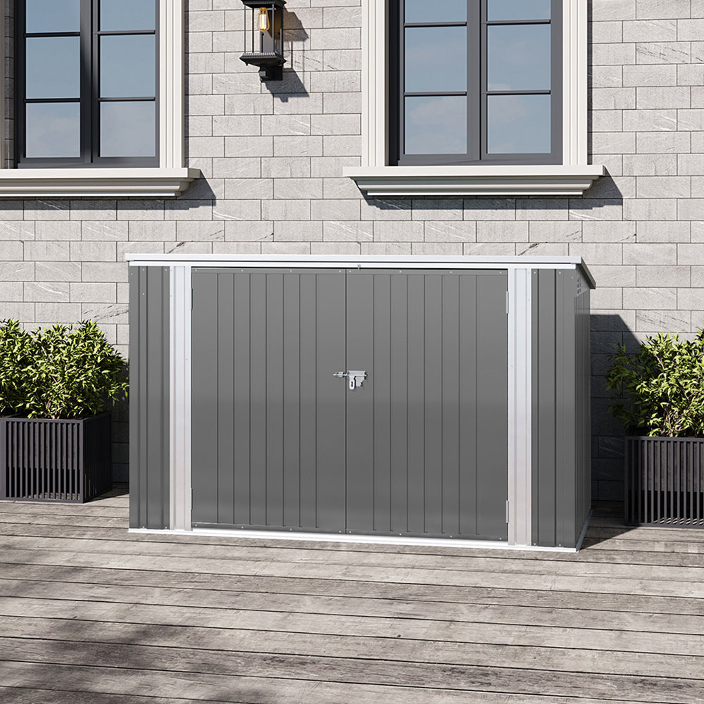 Pent Roof Metal Garden Shed with Hinged Lid