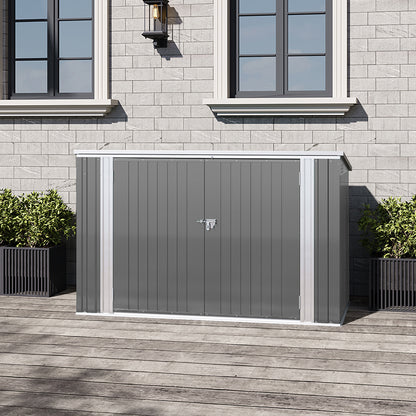 Pent Roof Metal Garden Shed with Hinged Lid