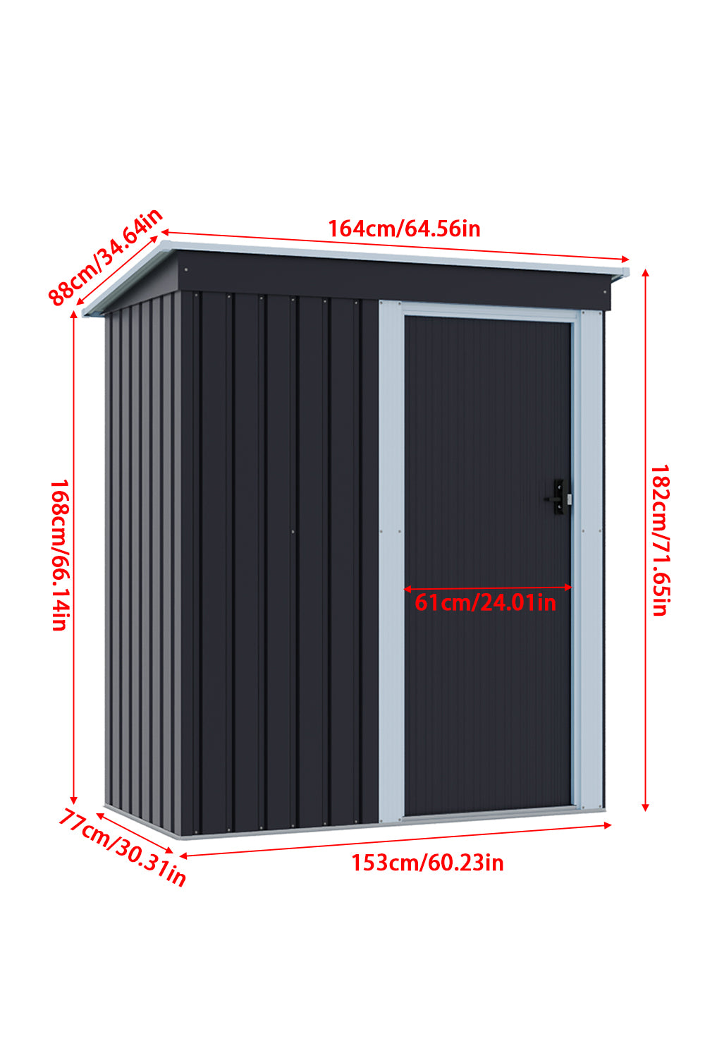 5 x 3 FT Outdoor Metal Storage Shed with Lockable Door for Garden