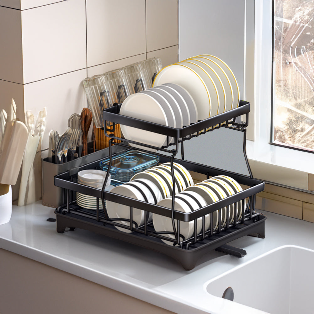 2 Tier Dish Drying Rack Dish Rack for Kitchen Counter