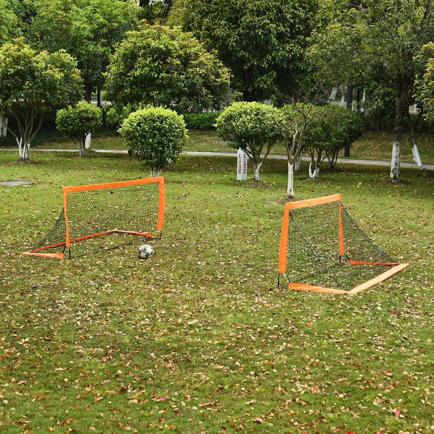 HOMCOM Tetoron Mesh Outdoor Folding Football Goal Orange