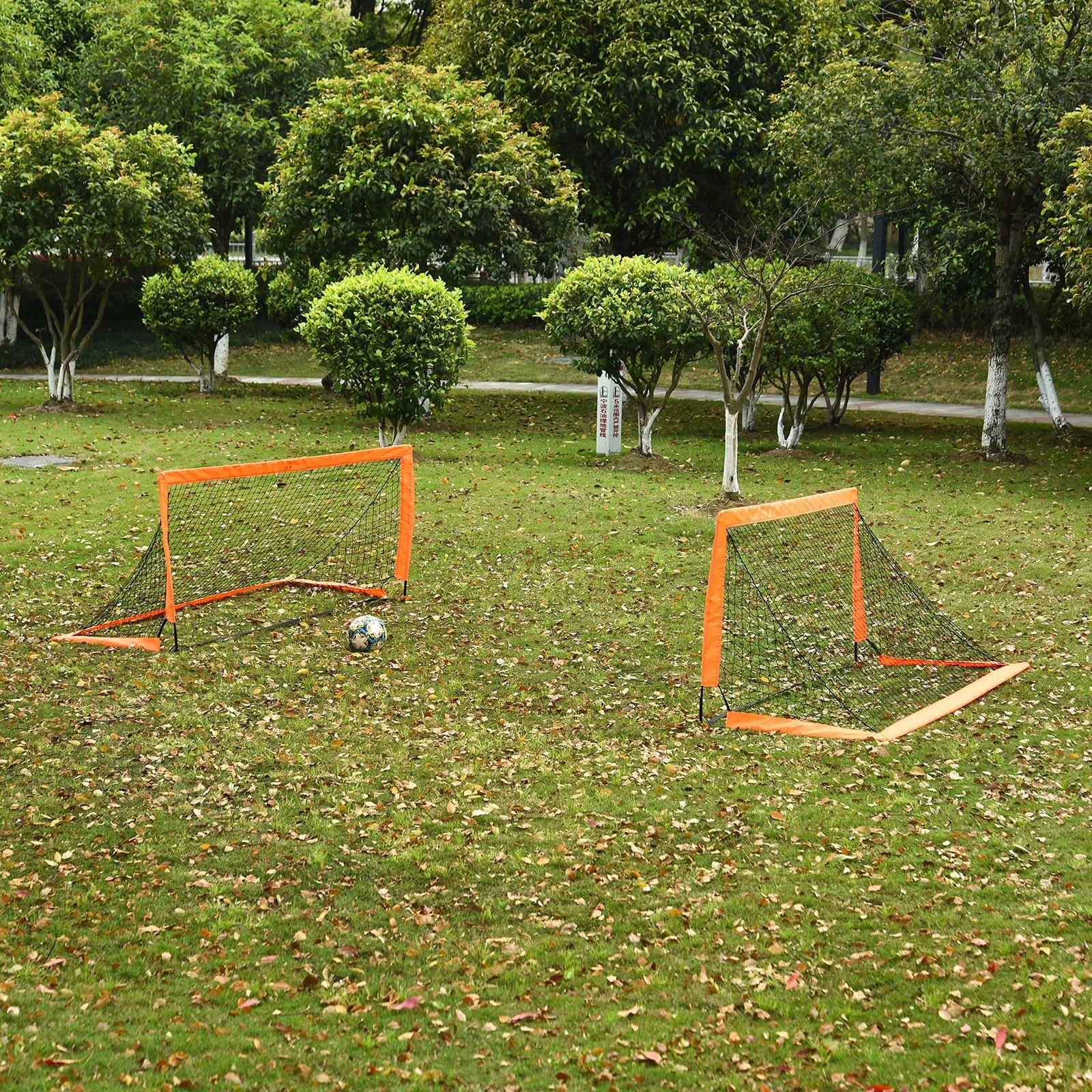 HOMCOM Tetoron Mesh Outdoor Folding Football Goal Orange