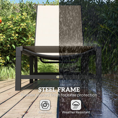 Outsunny Folding Sun Lounger, 5-Position Adjustable Garden Chaise Lounge Sunbed, Steel Frame Reclining Chair for Beach, Porch, Patio, Camping, Khaki