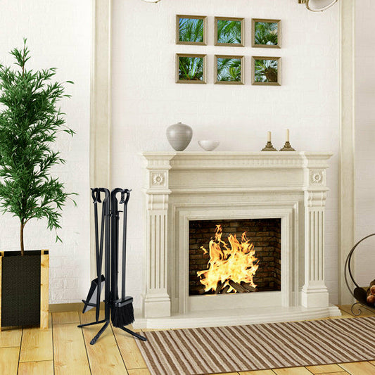 5 Piece Traditional Iron Fireplace Companion Tool Set