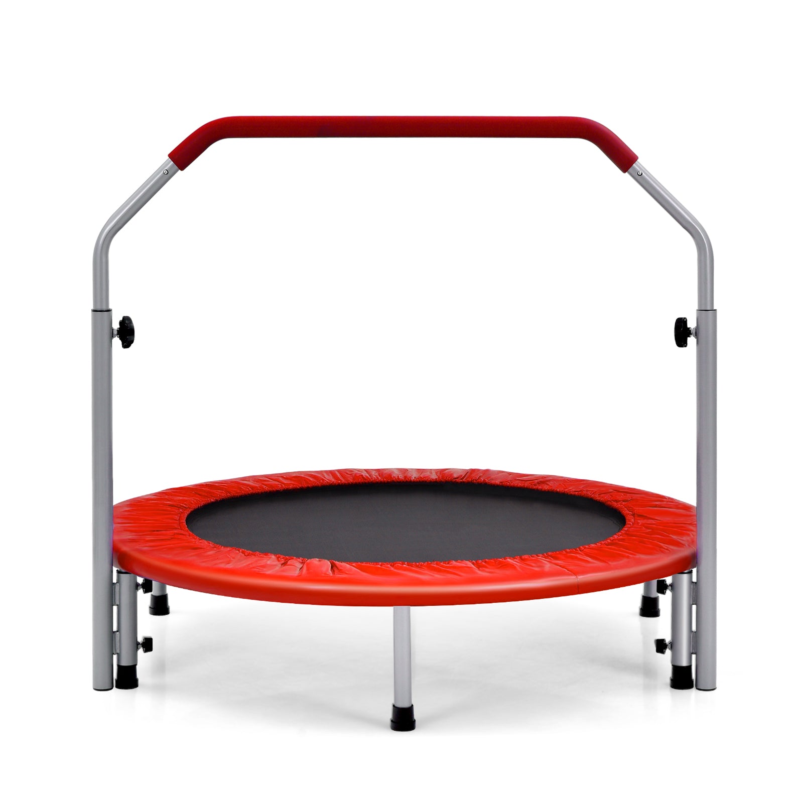 101cm Foldable Trampoline with 4-Level Adjustable Handle for Adults-Red