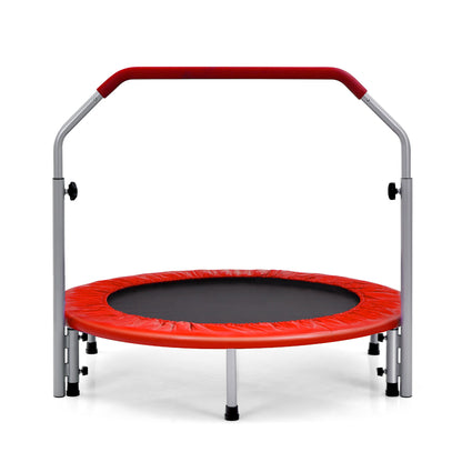 101cm Foldable Trampoline with 4-Level Adjustable Handle for Adults-Red
