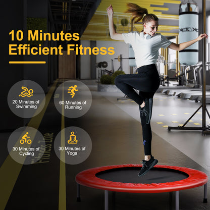 101cm Foldable Trampoline with 4-Level Adjustable Handle for Adults-Red