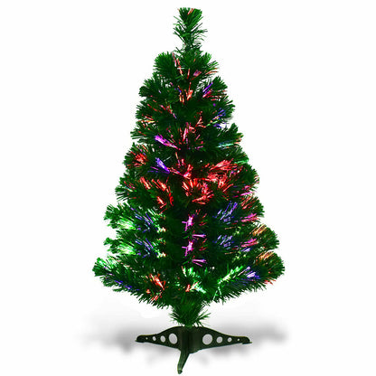 Small Artificial Christmas Tree Decoration Green LED 90CM Fiber Optic-3FT