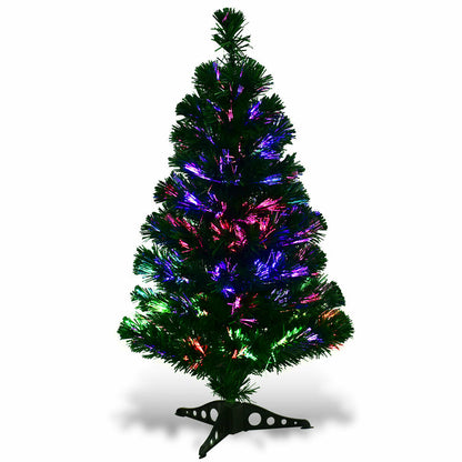 Small Artificial Christmas Tree Decoration Green LED 90CM Fiber Optic-3FT