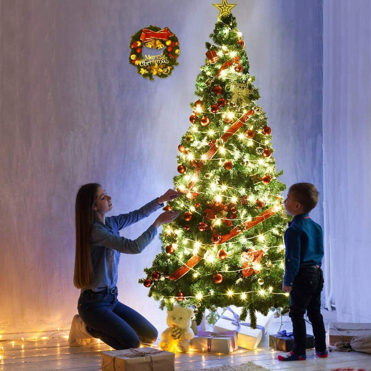 7.9ft (2.4m) Artificial Christmas Pine Tree with Metal Stand