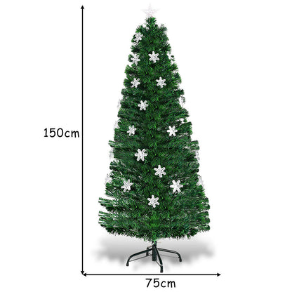 3/4/5/6 Feet Artificial Fibre Optic Christmas Tree with Snowflakes Top Star-5 ft