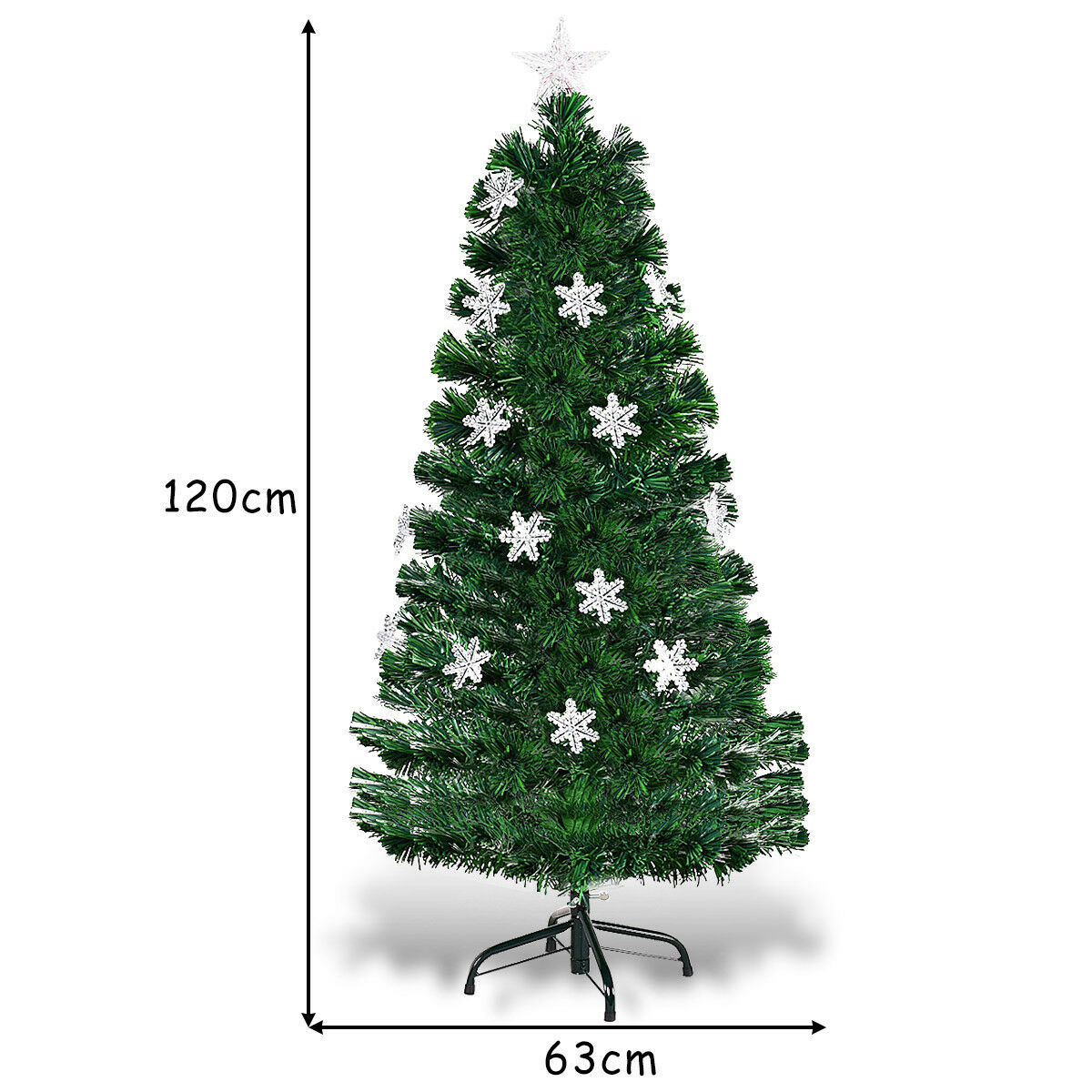 3/4/5/6 Feet Artificial Fibre Optic Christmas Tree with Snowflakes Top Star-4 ft