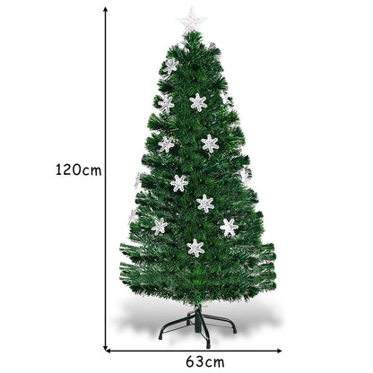 3/4/5/6 Feet Artificial Fibre Optic Christmas Tree with Snowflakes Top Star-4 ft