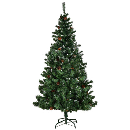 5ft Artificial Christmas Tree with Snow and Pine Cones with Metal Stand