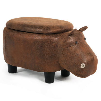 Upholstered Animal Shaped Ottoman Foot Stool-Brown
