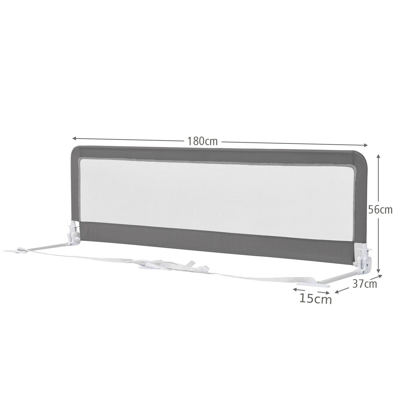 Universal Folding Bed Rail with Safety Strap-Grey