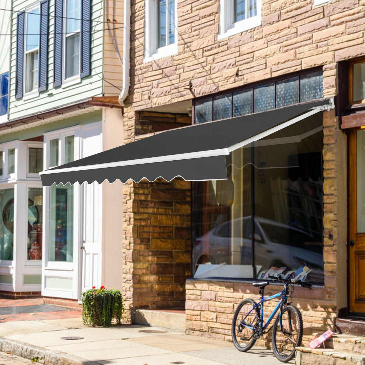 Patio Awning Sun Shade Retractable Shelter Outdoor-Grey