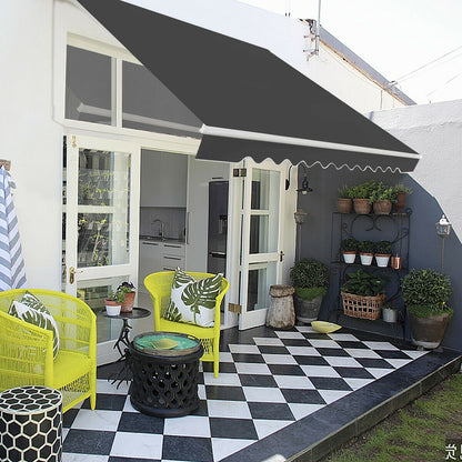 Patio Awning Sun Shade Retractable Shelter Outdoor-Grey