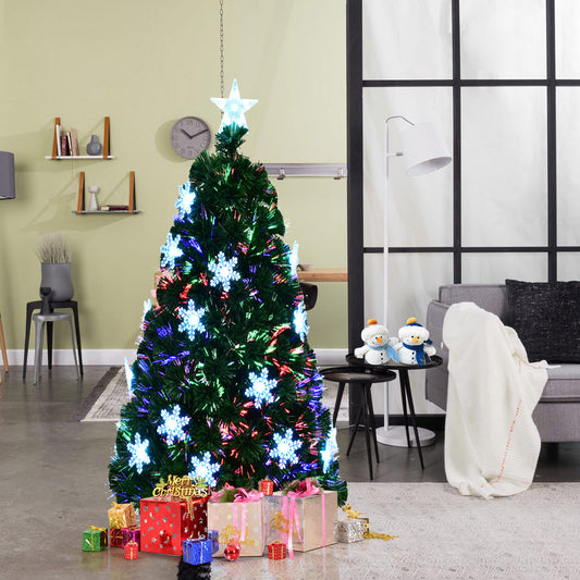 6ft/1.8m Fibre Optic Christmas Tree with Snowflake and Star Decoration