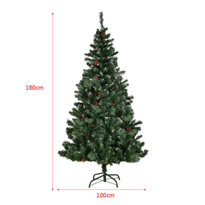 6ft Artificial Christmas Tree with Snow and Pine Cones