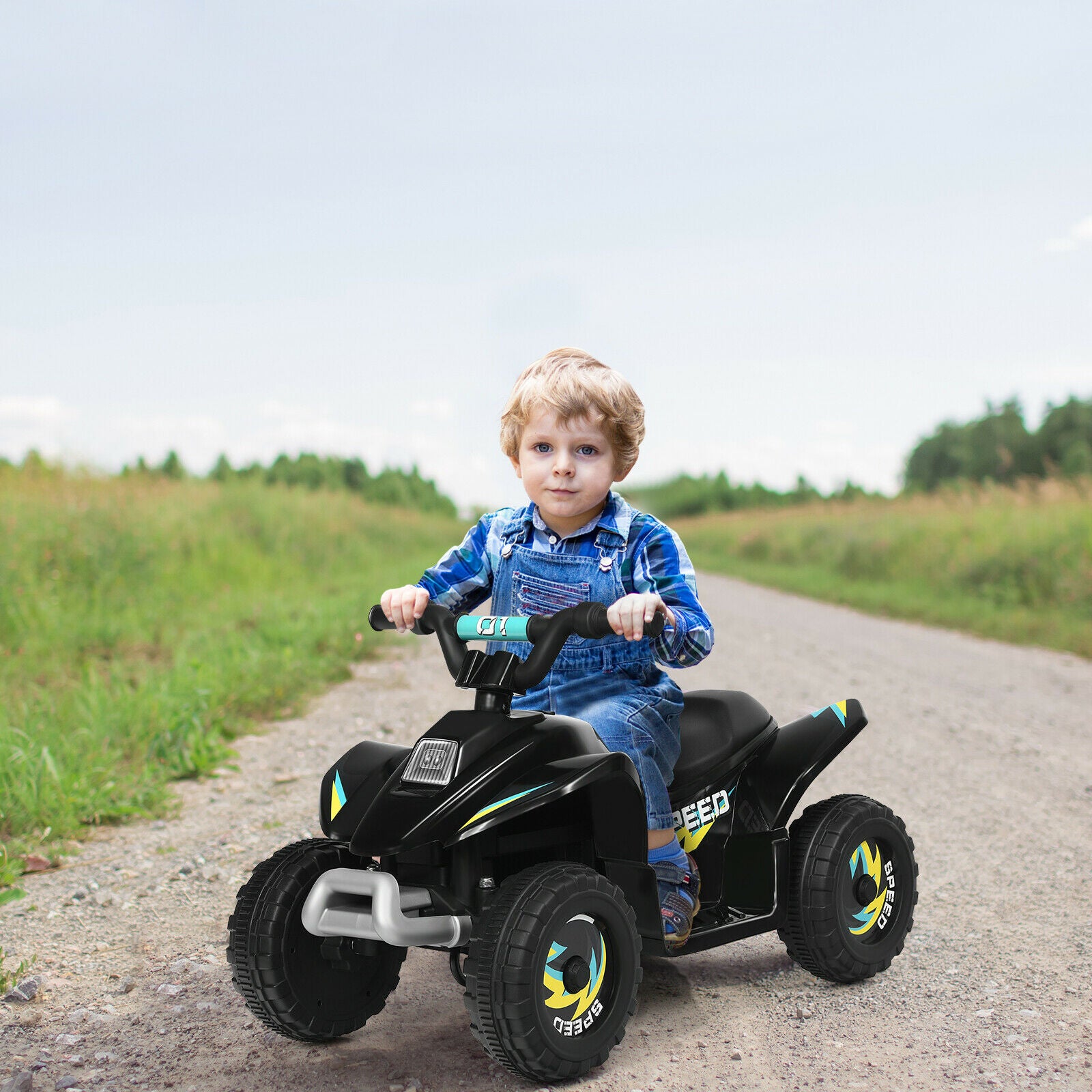 6V Battery Powered Ride on Quad Bike ATV Electric Mini Vehicle Car For Toddler-Black