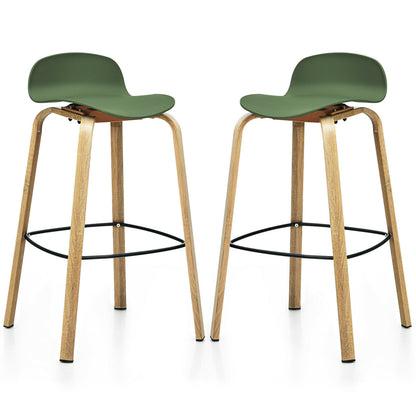 2 x Bar Chairs, High Counter Stools with Footrest-Green