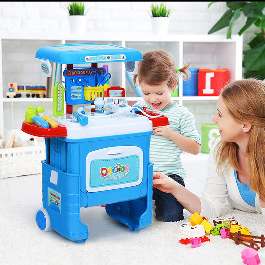 Children's Convertible Pretend Medical Trolley / Doctor's Case Play Set