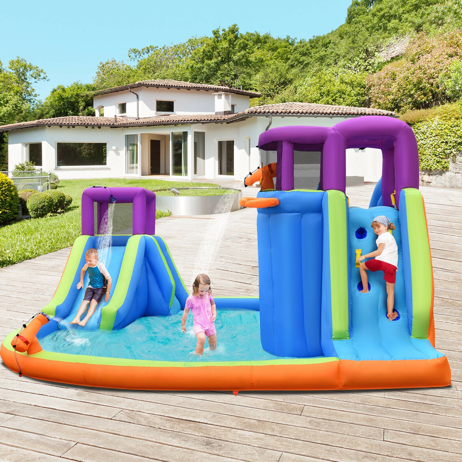 Inflatable Double Water Slides with Splash Pool – GardenArch