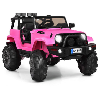 12V Kid's Ride on Truck Electric Vehicle with Light & Music-Pink