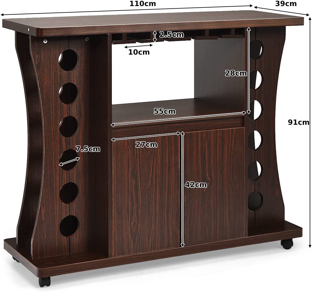 Serving Trolley Cart with Wine Rack