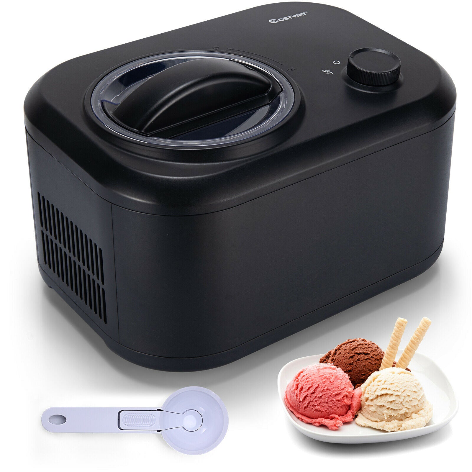 Automatic Electric Ice Cream Maker with 3 Modes-Black