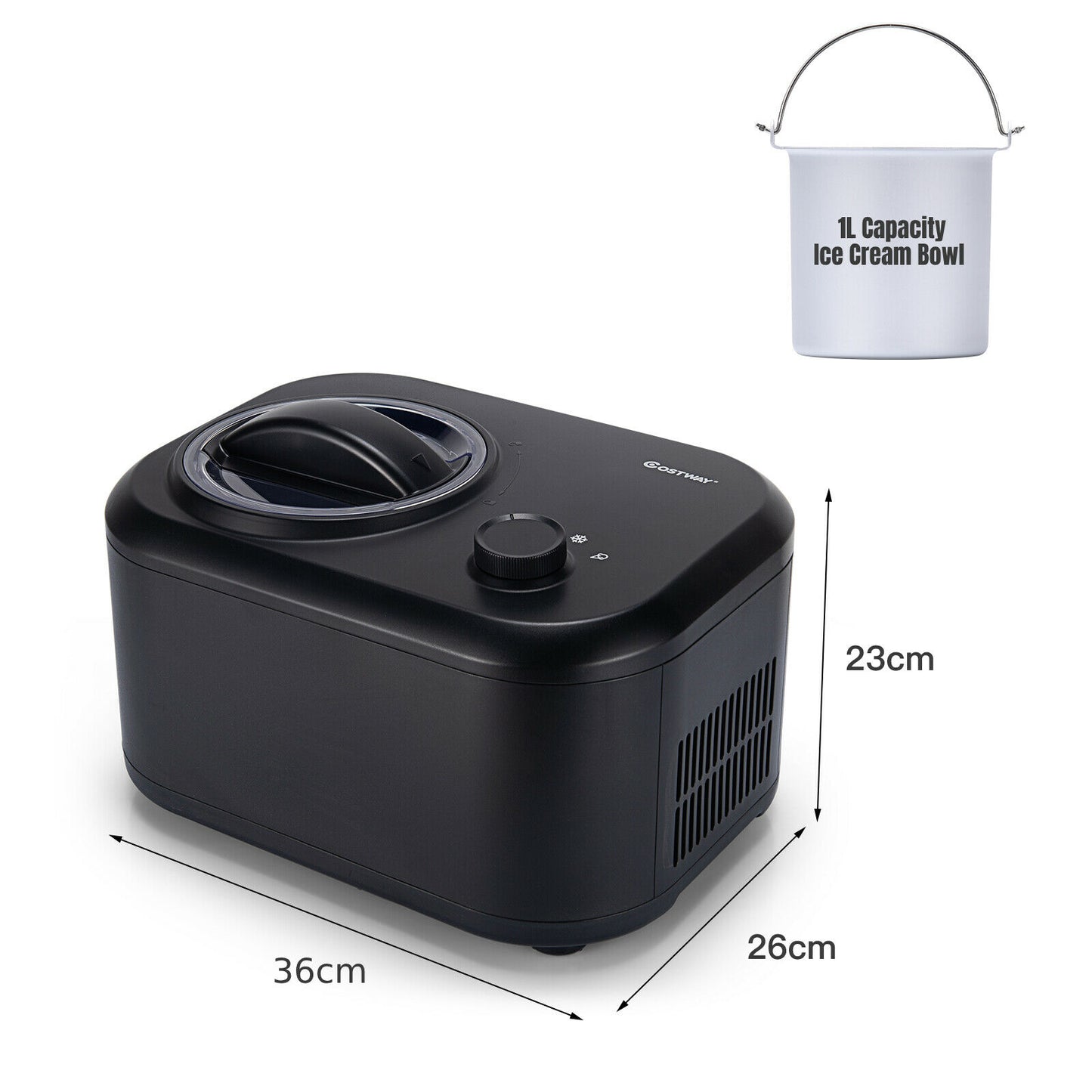 Automatic Electric Ice Cream Maker with 3 Modes-Black