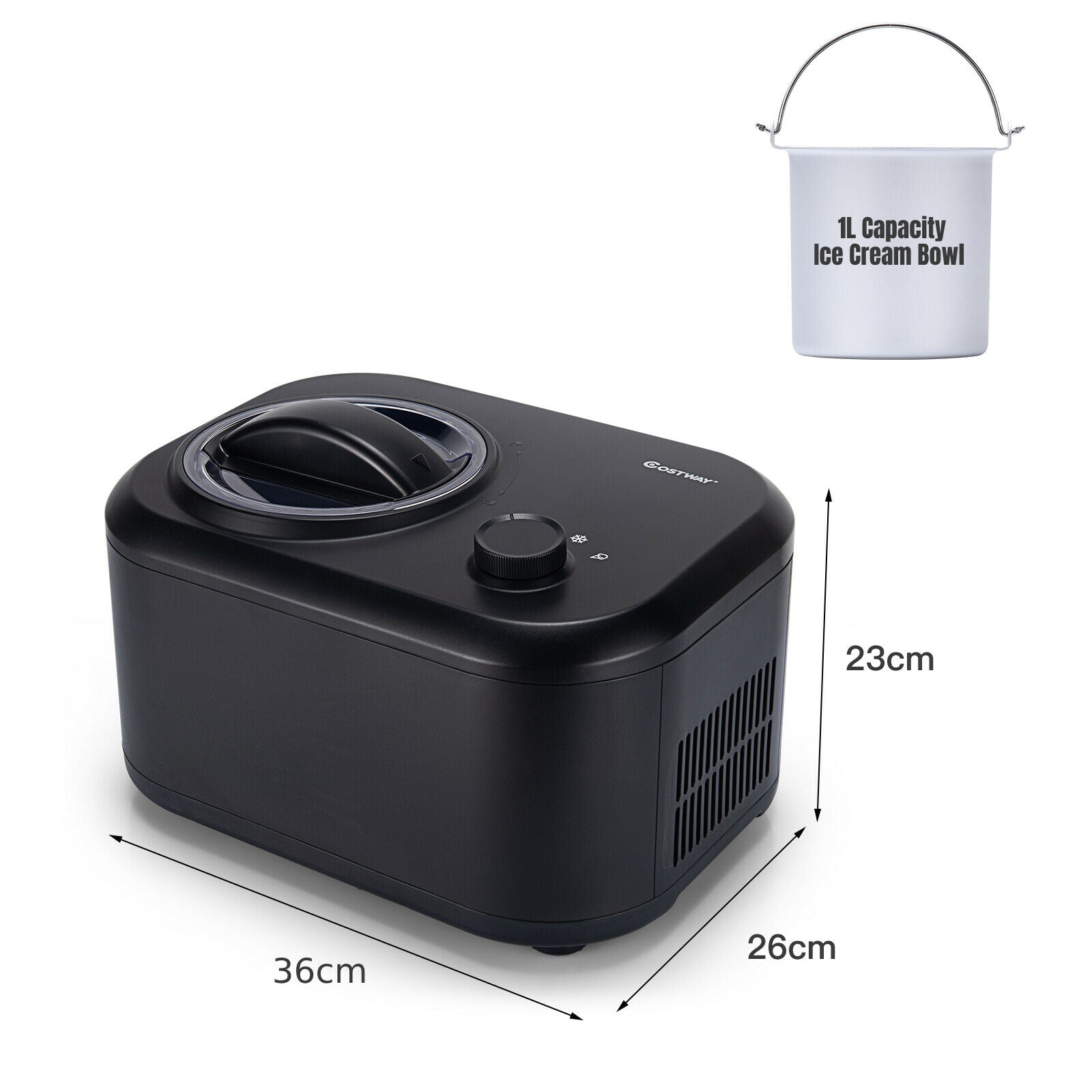 Automatic Electric Ice Cream Maker with 3 Modes-Black