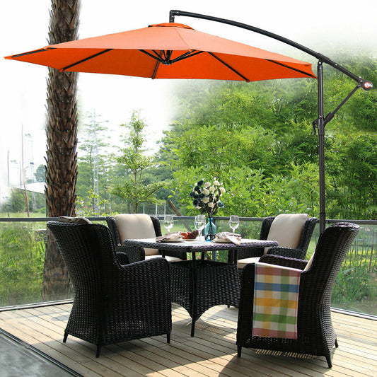 2.7M Outdoor Parasol Garden Cantilever Umbrella Tilt Adjustment-Orange