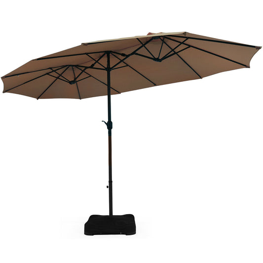 4.6M Patio Double-Sided Umbrella Parasol Sunshade-Tan