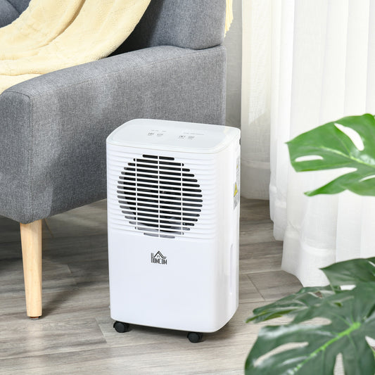 HOMCOM Portable Dehumidifier with Humidity Display, 2 Speed Modes, Continuous Drainage and 24 Hour Timer for Bedroom, Living Room