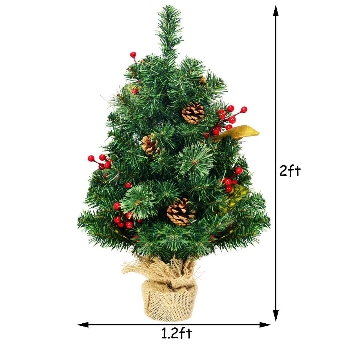60 Cm Artificial Tabletop Christmas Tree with Pine Cones