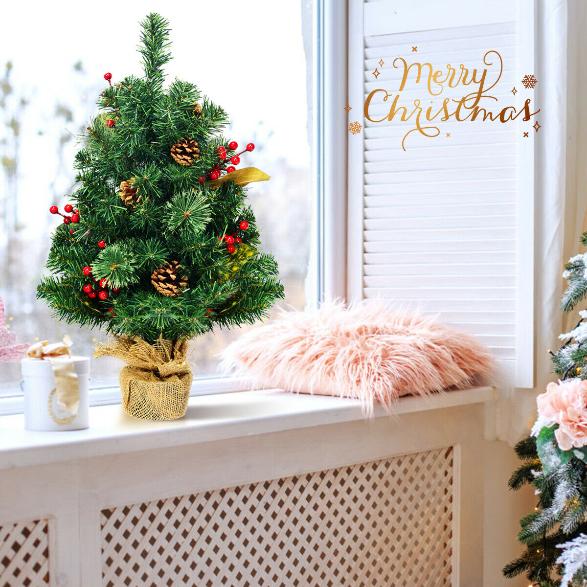 60 Cm Artificial Tabletop Christmas Tree with Pine Cones