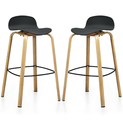2 x Bar Chairs, High Counter Stools with Footrest-Black