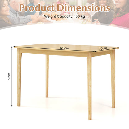 120 cm Wooden Dining Table with Rubber Wood Supporting Legs-Natural