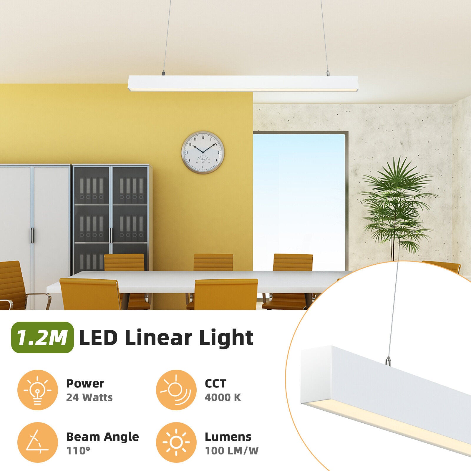 120CM LED Linear Celling Hanging Light-White