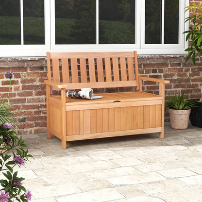 120cm Patio Storage Bench Hardwood Storage Loveseat