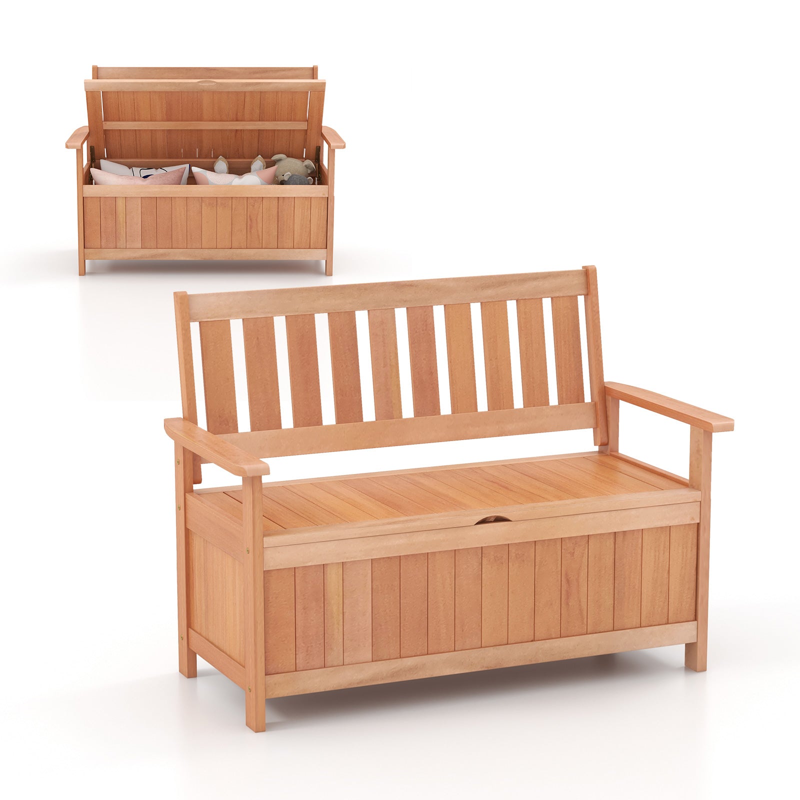 120cm Patio Storage Bench Hardwood Storage Loveseat