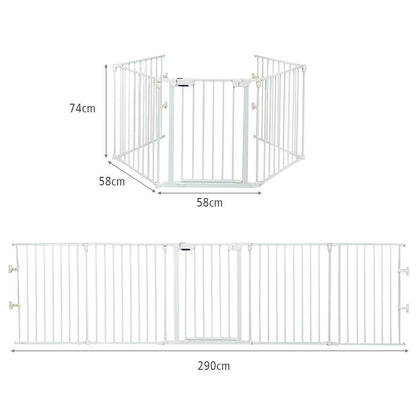 5 Panel Baby Safety Playpen Fireplace Barrier Gate Room Divider-White