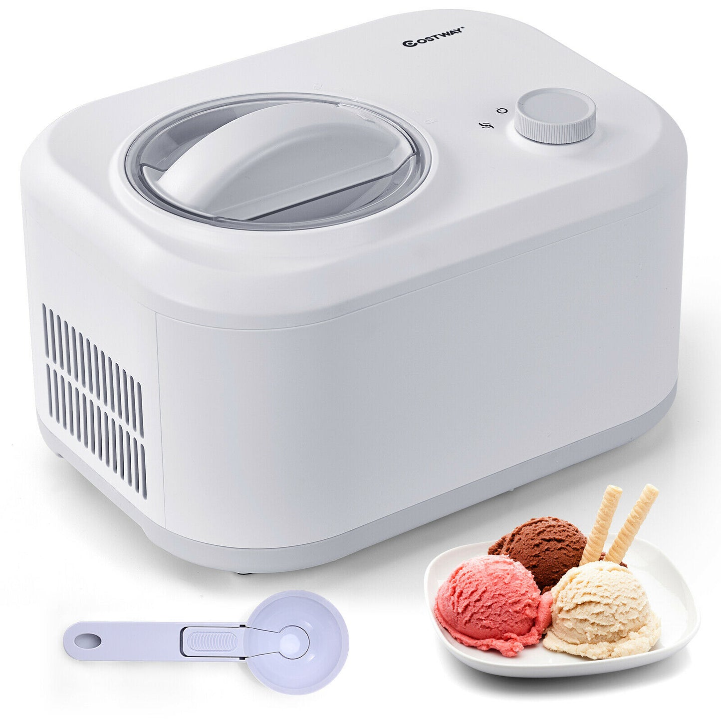 Automatic Electric Ice Cream Maker with 3 Modes-White