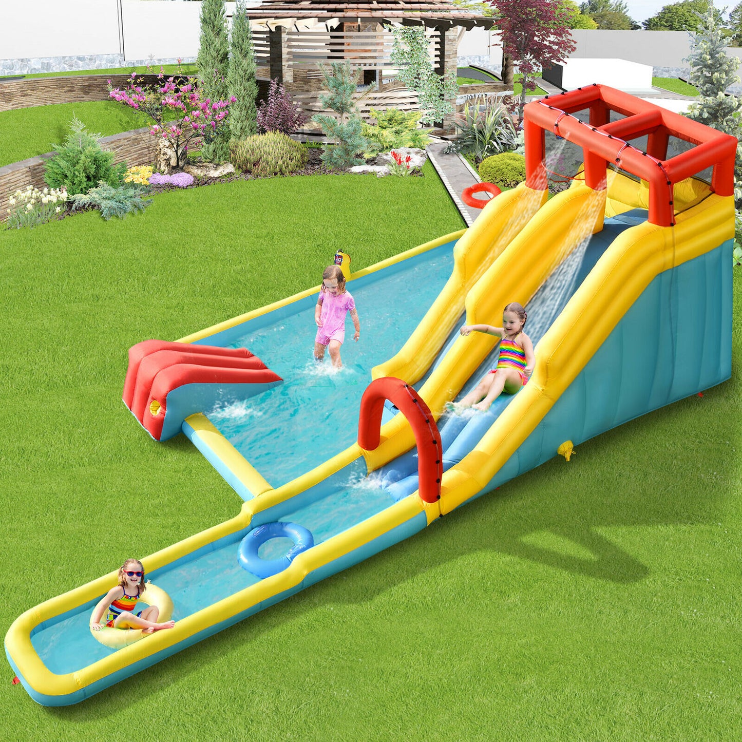 Kids Inflatable Water Park  with Slides(Blower Not Included)