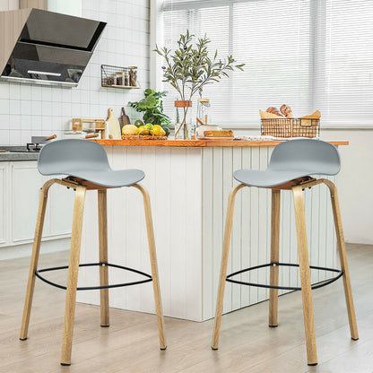 2 x Bar Chairs, High Counter Stools with Footrest-Grey