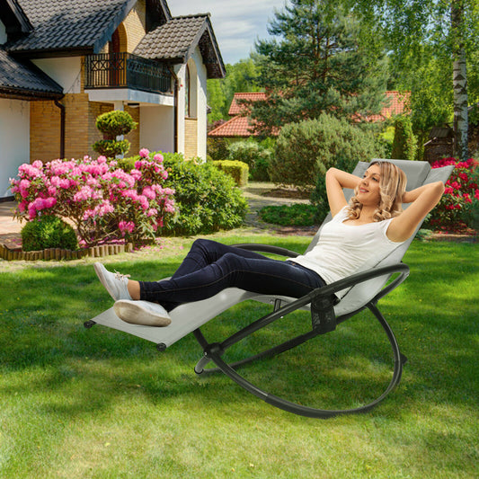 Foldable Rocking Lounge Chair Recliner-Grey