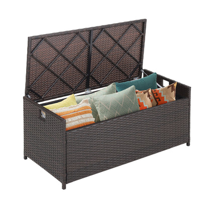128L Patio Storage Bench with Cushion and Zippered Liner
