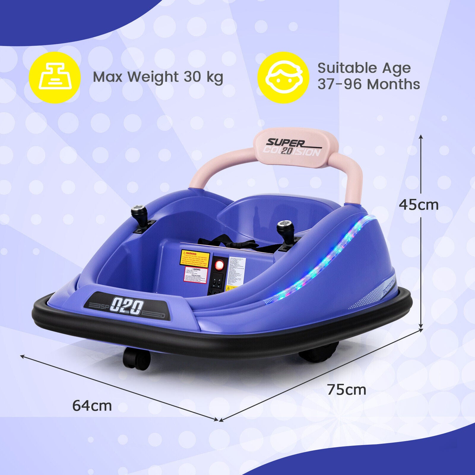 Electric Bumper Car with Remote Control-Purple